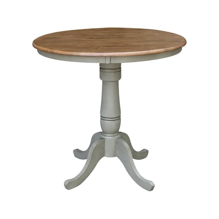 International Concepts Round 36 in Rd Top Pedestal Table, Counter Height, Hickory/Stone, 36 W, 36 L, 35.1 in H, Wood K41-36RT-6B